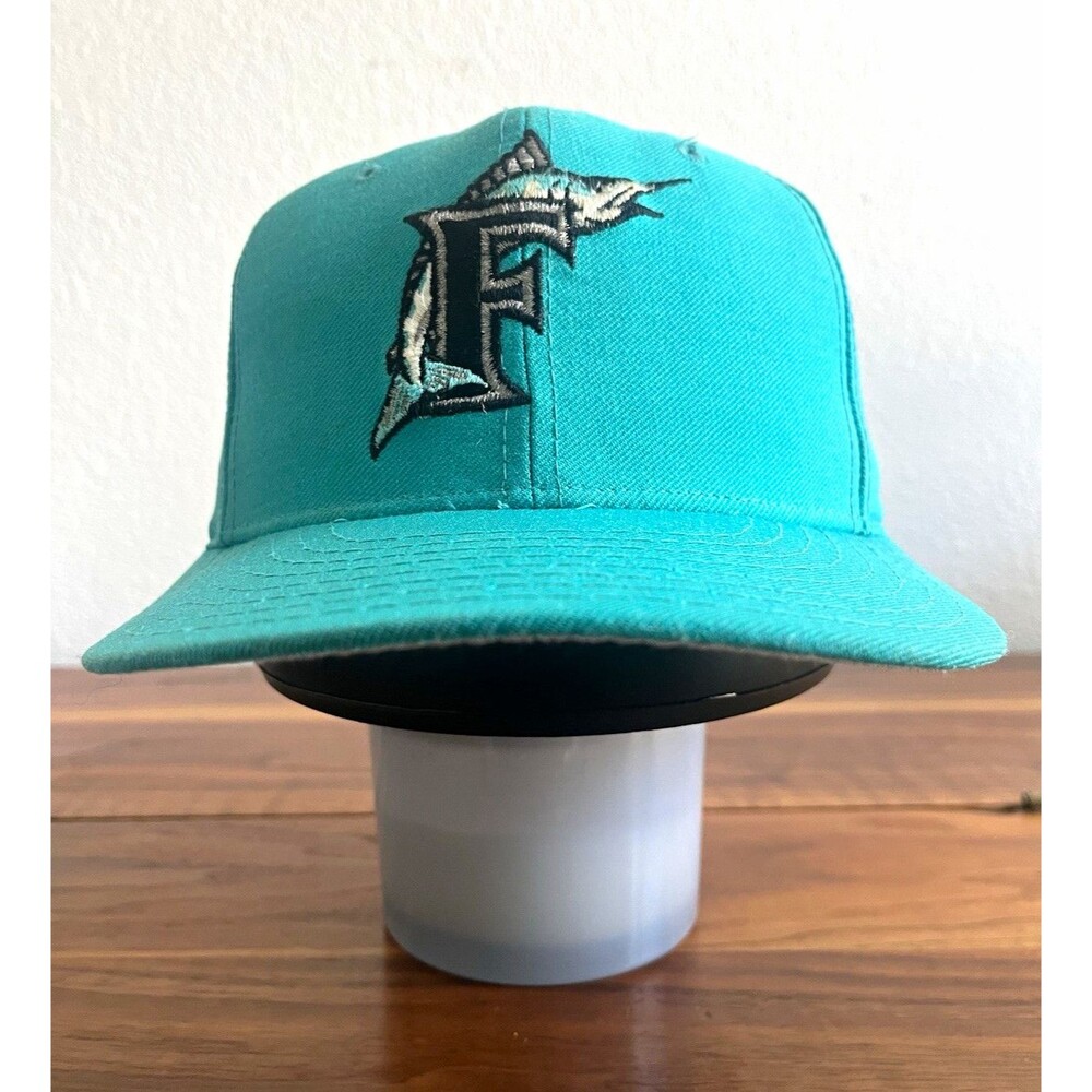 Vintage 90s Florida Marlins New Era 5950 Diamond Collection Hat Size 7 USA Wool